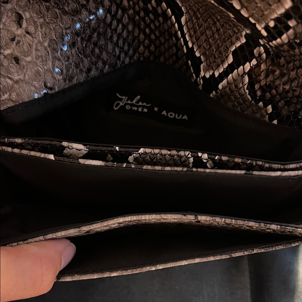 Aqua Python Pattern Clutch - Tan And Black - image 3